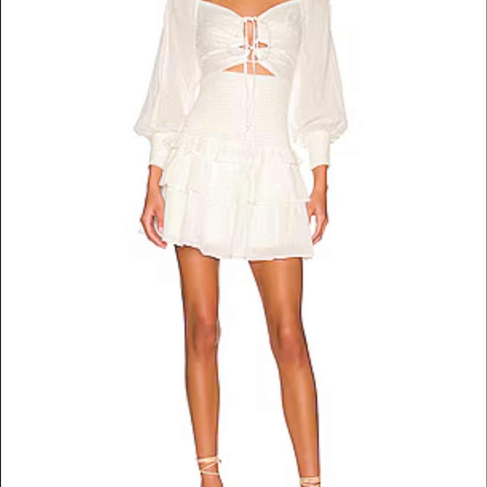 New ASTR THE LABEL WHITE MARIETTA CINCHED BUST CUTOUT MINI DRESS